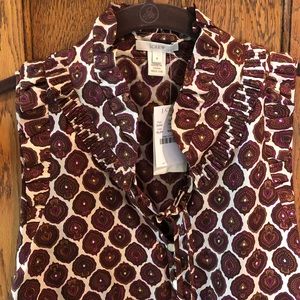 J. Crew Printed Antique Ruffle Silk Sleeveless Top